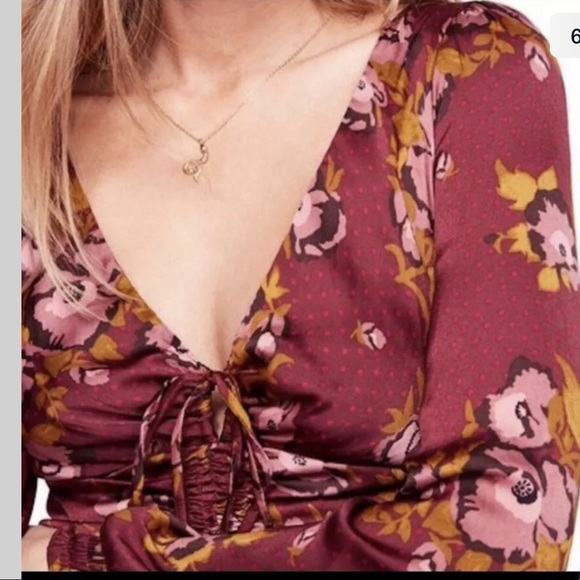 Free People Mini Dress Size 6 Burgundy - Picture 5 of 8